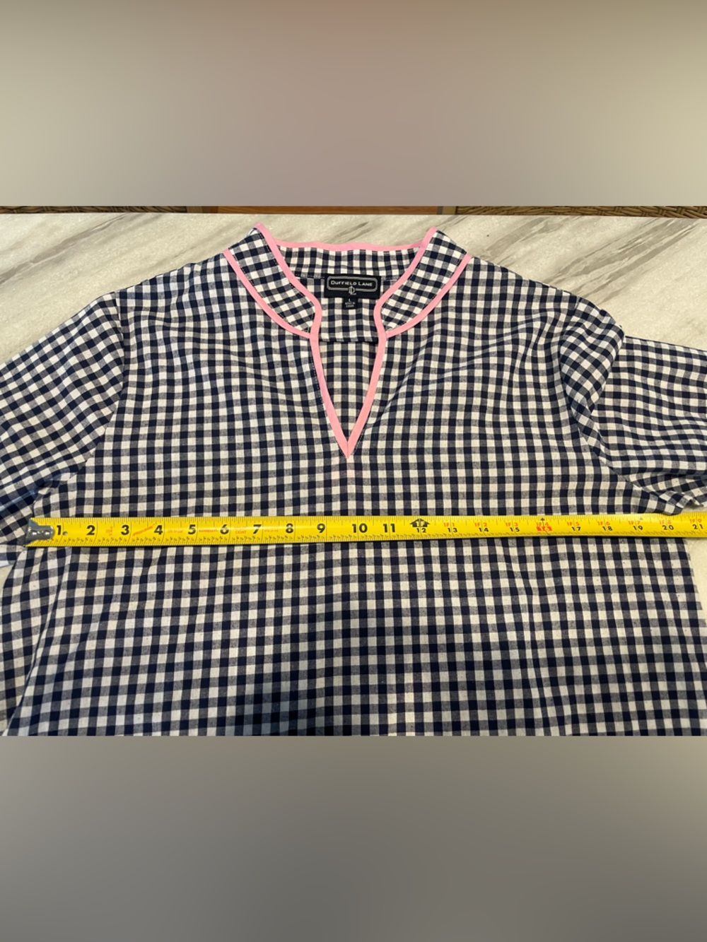Gingham Popover Shirt with Pink Trim - Picture 5 of 8